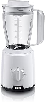 Braun Household 1 Jug Blender 600 W, 1.25 L Working Capacity, TriAction Technology, 2 Mills, 3 way protection 2 speeds + ice crush/pulse - White - JB 1023 WH