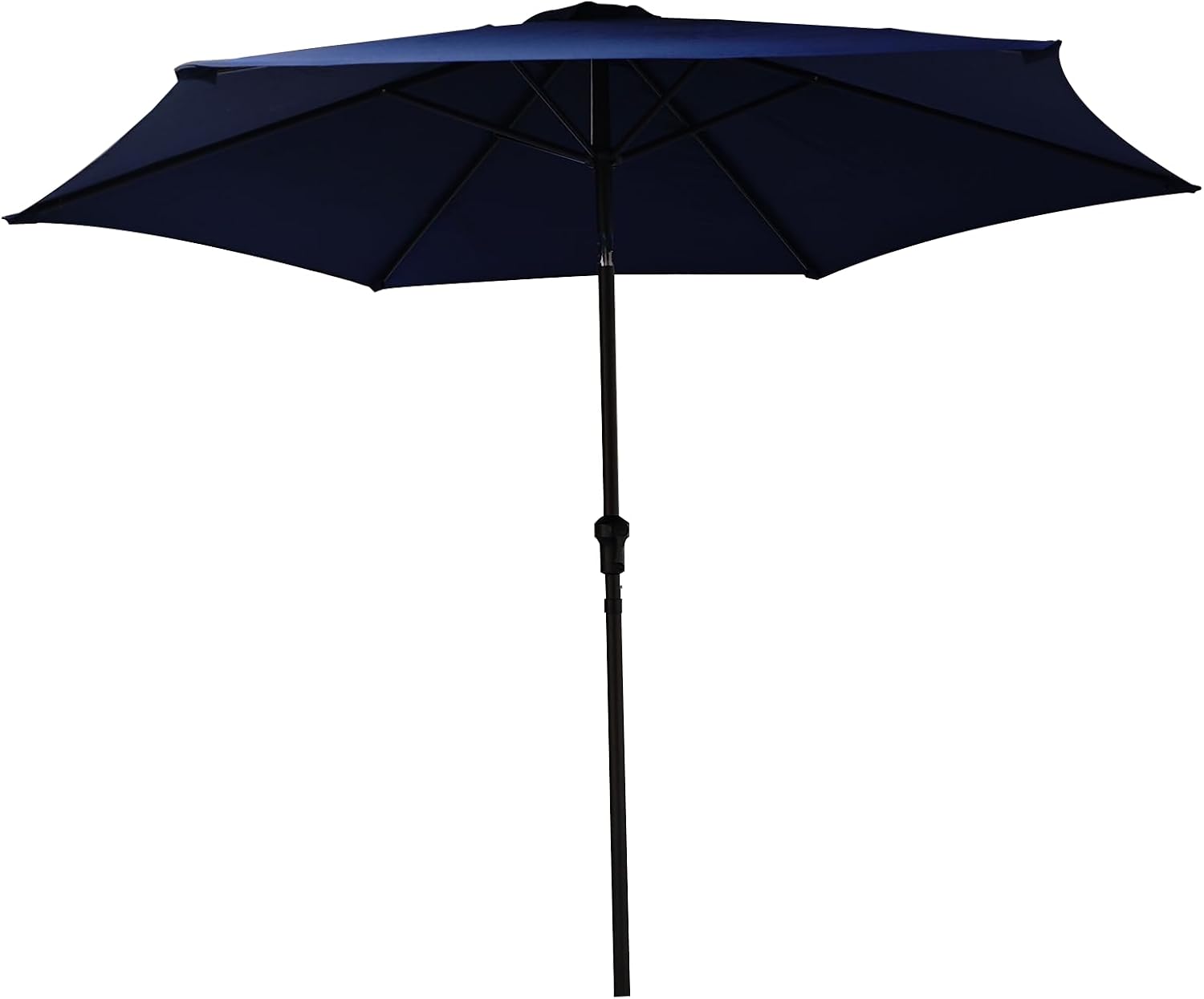 9ft Patio Umbrella, Outdoor Umbrella with Push Button Tilt and Crank, Sunshade Waterproof Market Umbrella with 6 Sturdy Ribs, Yard Umbrella for Backyard, Garden, Patio, Deck, Lawn and Pool, Dark Blue