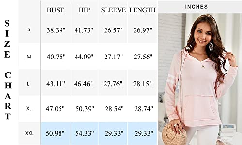 Womens V Neck Hoodies With Pockets Long Sleeve Striped Pullover Tops Sweatshirt White #TOP2
