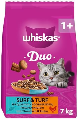 WHISKAS Duo Trockenfutter für ausgewachsene Katzen 7kg Surf & Turf