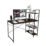 Halter Home Office Computer Desk with Shelves, 47.2 by 23.6 by 28.3 Inches, Brown
