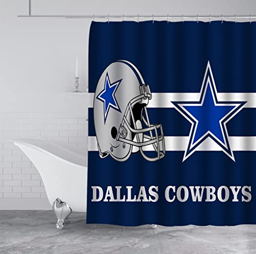 Namdeva American Football Shower Curtain, White Stripe Quotes Grey Helmet Texas Star Man Cave Athletes Fans Sports Bathroom Decor, Waterproof Polyester Fabric Shower Curtain, 72 X 72 Inch, Navy Blue #TOP3