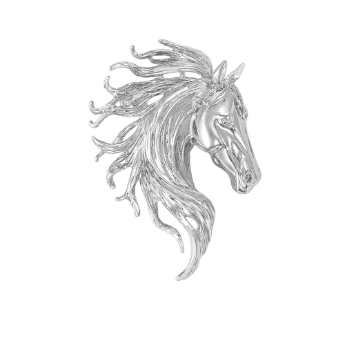 Horse Head Sparkling Rhinestone Filigree Hollow Brooch Pin For Women