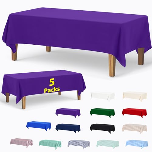 ABCCANOPY 5 Pack 54 x 108 Inch Rectangle Heavy Duty Fitted Tablecloth