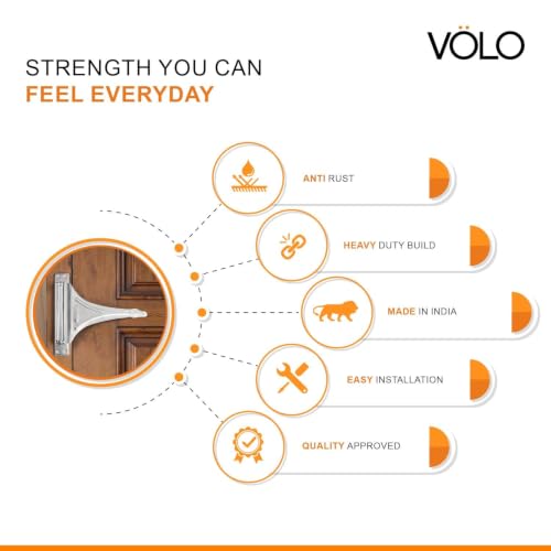Image of VOLO Door Closer | Heavy Duty Automatic Door Closer | Adjustable Door Speed for Home Office Hotel & Commercial Doors | 1 Year Warranty | (Helical Chrome | 50 Kg Capacity | Spring)
