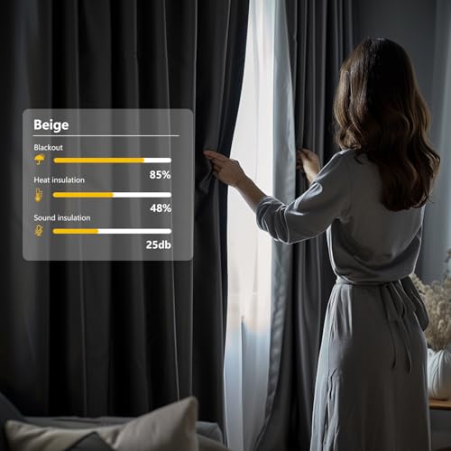 Image of Room Divider Blackout Curtain Track Curtains Wall Dividers Panels Screen for Living Rooms Bedroom Office Privacy Partition Separation, W100 x L84 Inch,1 Panel, Beige
