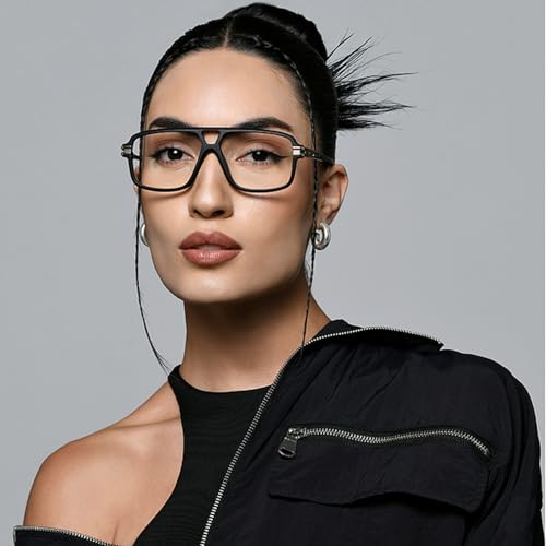 Image of Lenskart Studio Hip Hop Ft. Divine | Full Rim Square Zero Power Bluecut & Antiglare Computer Eyeglasses For Eye Protection And Strain | Men & Women | Large | LK E000086