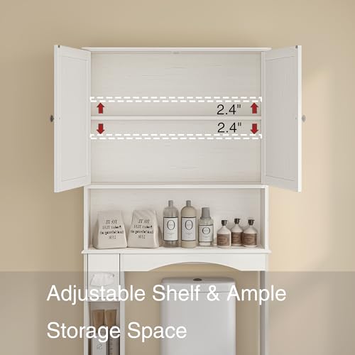 Furnideco Over The Toilet Storage Cabinet with Double Doors Freestanding Bathroom Cabinet Over Toilet with Toilet Paper Stand for Home, Antique White by Furnideco - Used condition - Image 5