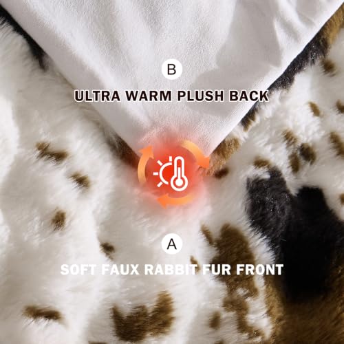Image of EMME Faux Rabbit Fur Bubble Throw Blanket, Cow Print 60 inch x 80 inch