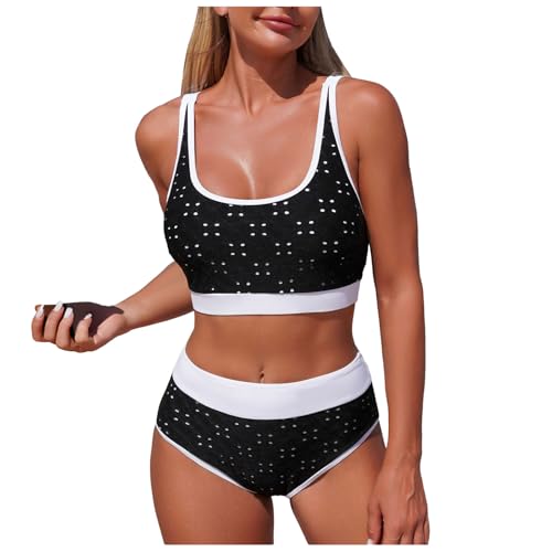 Bikinis Mujer Traje De Baño Acolchado Ropa De Playa Dos Piezas 2026 Cintura Alta Reductor Sexy Escote En V Push Up con Relleno Traje Baño Adecuado Viajes Playa La Natacion(L)