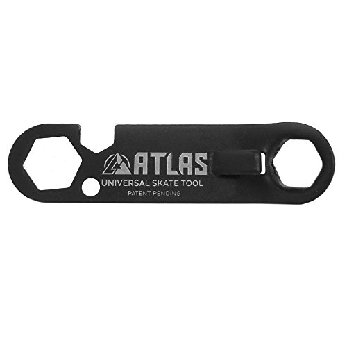Atlas Universal Skate Tool With Screwdriver Black One Size, Includes: Keychain, Kingpin Wrench, Hardware Wrench, Bottle Opener, Axle Nut Wrench, Can Tool, Griptape Blade, Phillips Screwdriver #TOP4