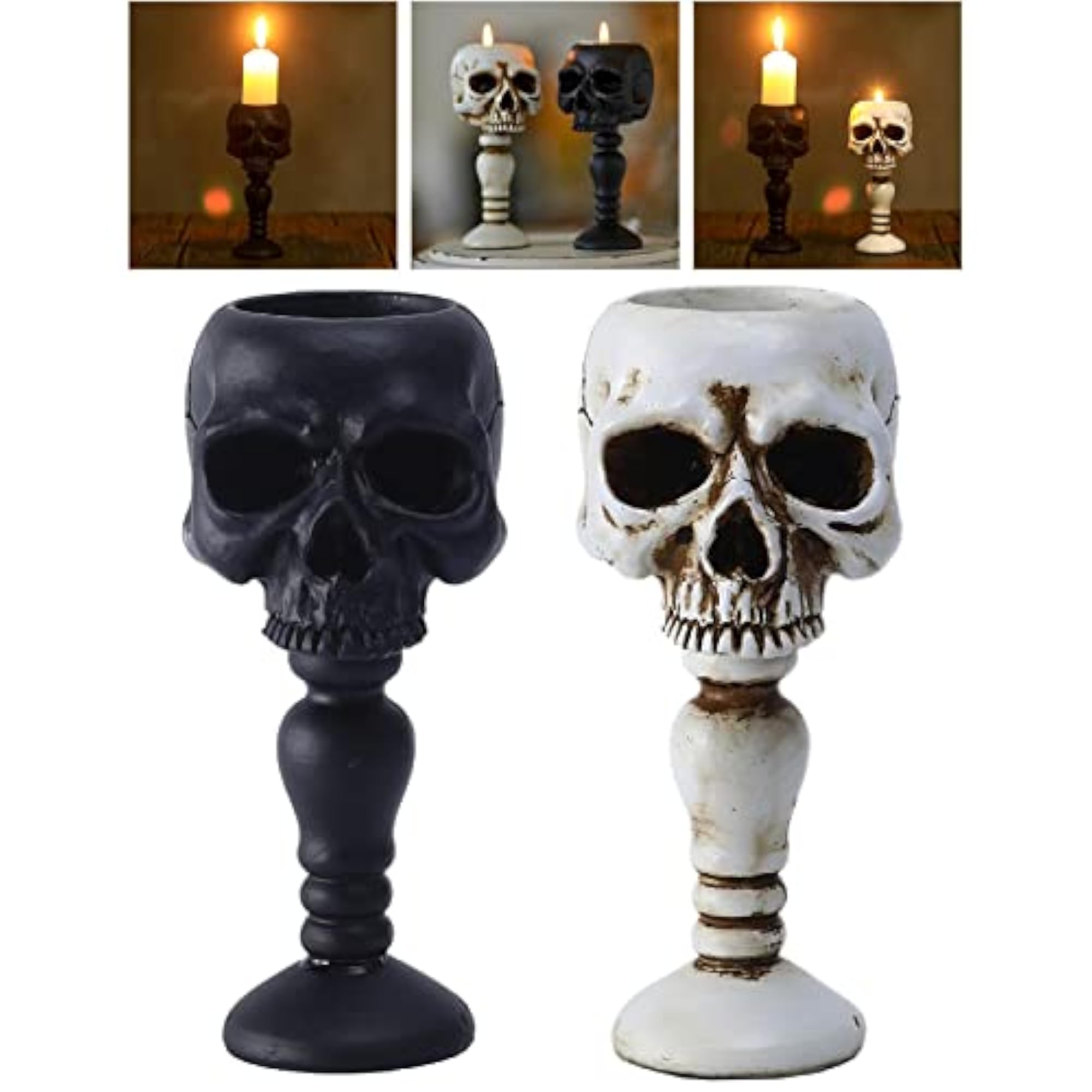 Skull Taper Candle Holder Columnar Stand