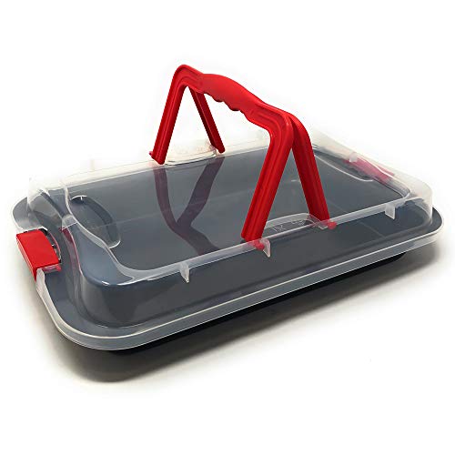 MGE - Backform mit Deckel - Rechteckig Kuchenform - Auflaufformen - Transporthaube - Karbonstahl - 36 x 23 cm Cover