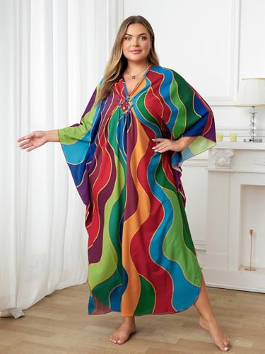Image of Kaftan Dress for Women - Plus Size Caftan Maxi Beach Dress Moo Moos Loungewear, Swimsuit Cover Up for Beach, Pool or Vacation