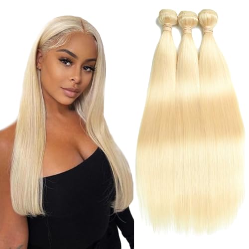 Extensiones de pelo natural liso con doble trama para un rubio #613 denso