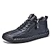 MVIOBUY Men's Lace Up Handmade High Top Chukka Boots Fashion Side Zipper Outdoor Non-Slip Walking Sneakers Comfortable Slip On Casual Driving Shoes (Black,11)