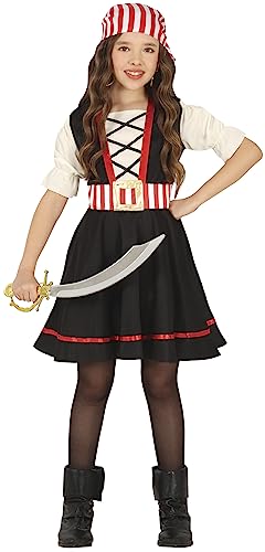 FIESTAS GUIRCA Disfarce corsário pirata menina - disfarce infantil incl. Vestido e lenço pirata 7-9 anos