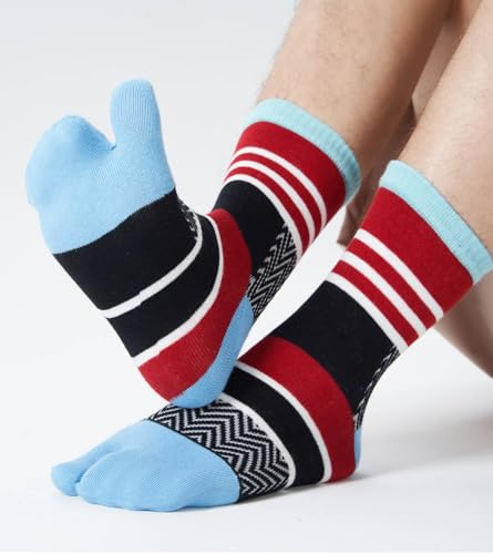 Men's Tabi Socks Flip Flop Split Toe Crew Geta Cotton Pack of 62