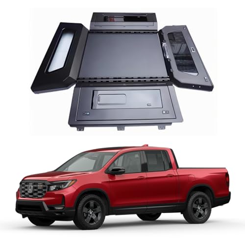 YP YuanPei Truck Bed Cap for Honda Ridgeline 2017-2026 5ft (64) - Manganese Steel Camper Shell Hard Top Canopy - No-Drill Install (Side Glass Sliding Window)