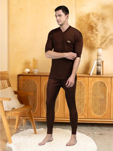 Image of Lux Cottswool Men's Pack of 2 Half Sleeves V Neck Thermal Top