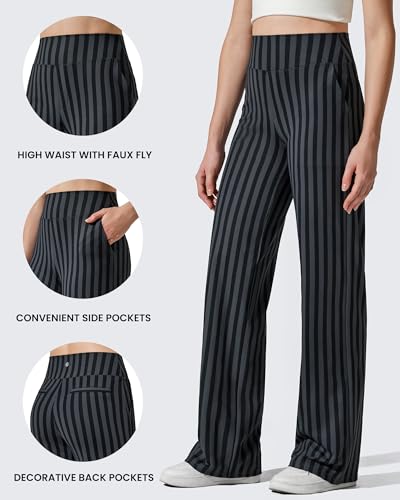 Image of G4Free EverGoing Yoga Pants Women Wide Leg Pants with Pockets High Waist Stretch Dress Casual Sweatpants Petite /Regular /Tall