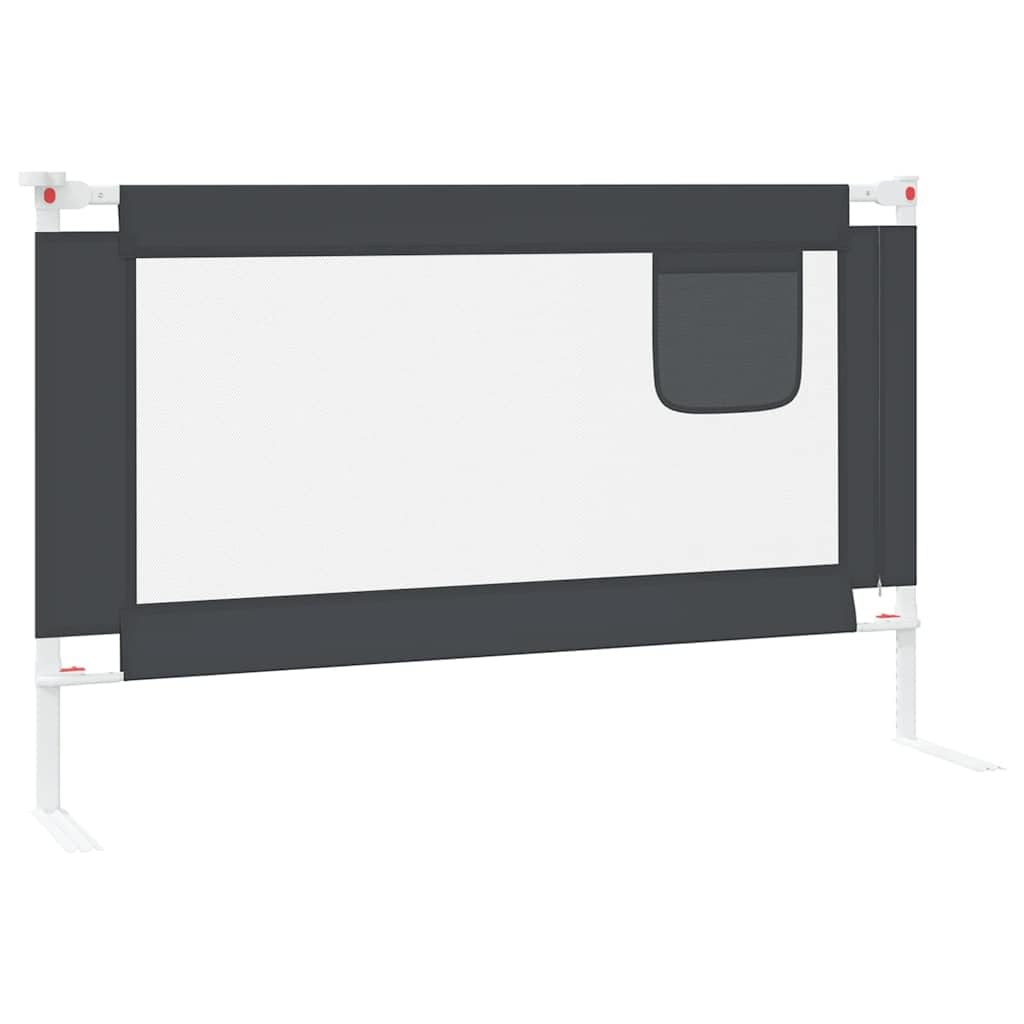 Kleinkind-Bettschutzgitter Dunkelgrau 120x25 cm Stoff, höhenverstellbar, klappbar, atmungsaktiv für Kinderbett, Elternbett, Boxspringbett, sicherer Rausfallschutz und Barriere