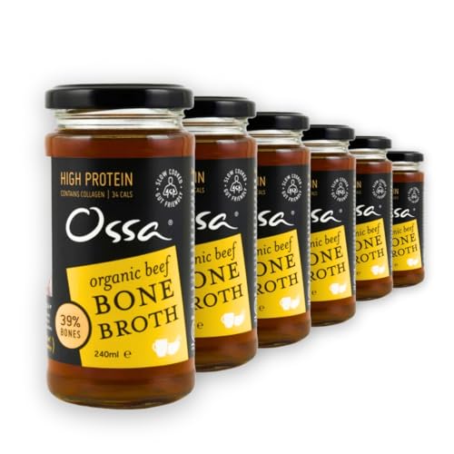 Ossa Bone Broth – Beef, 100% Natural & High Protein | Gut Health & Digestion Support | Keto & Paleo Friendly | Preservative-Free | 240ml (Pack of 6)