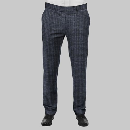 Image of BIGREAMS Unstitched Checkered Suiting Luxury Pants Fabric for Men - 1.5 Meter Pant Piece | Premium Blended Material | Soft Finish | Ideal for Formal Trousers