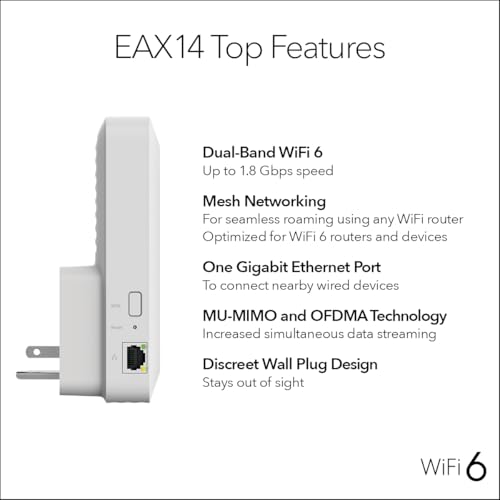 NETGEAR WiFi 6 Mesh Range Extender (EAX14) - Add up to 1,200 sq. ft. and up to 20 Devices with AX1800 Dual-Band Wireless Signal Booster & Repeater (up to 1.8 Gbps Speed), WPA3 Security, Smart Roaming by NETGEAR - Image 6