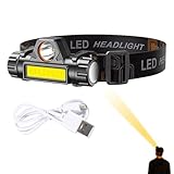 Genérico Linterna frontal LED – Linterna de cabeza recargable y ligera con haz XPE de largo alcance y luz de inundación, pescar yy actividades al aire libre
