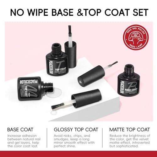 PEACECOLOR 34PCS Gel Nail Sets Starter Kit- Gel Nail Polish Set with Lamp Starter Kit 15 Colours Brown Red White Nude Nail Polish Nail Art Valentine's Day Gifts for Women DIY Home - Image 6