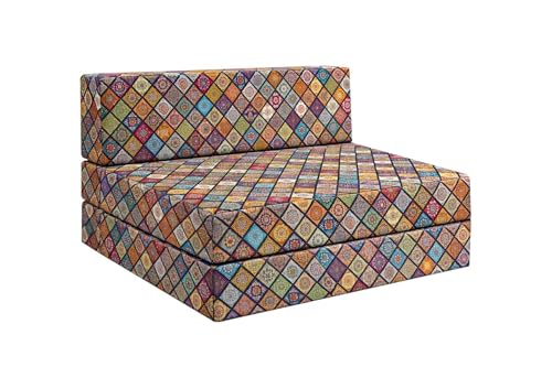 Image of Rosebell Foldable One - Seater Printed Sofa Cums Bed, Sofa Bed 3X6 Feet, Washable Cover- Perfect for Living Room & Office, Multicolor