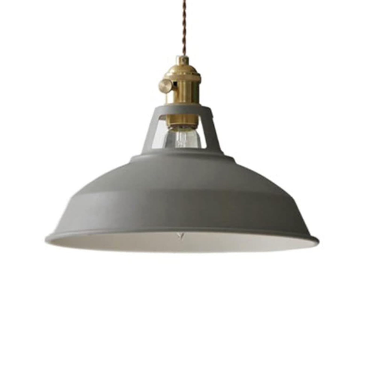 KHUKHU Rustic Hanging Light 10.2" 1-Light Farmhouse Industrial Hanging Lamp Yellow Kitchen Island Pendant Light Barn Edison Lamp E26/E27 Lamp for Home Ceiling Pendant/Table Lamp(A Gray,26CM)