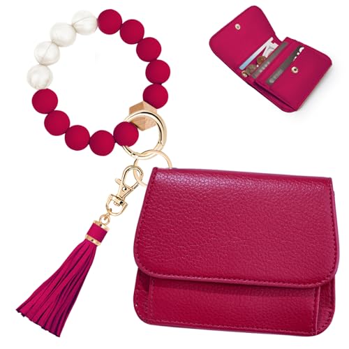 Image of Keychain Wallet for Women,RFID Wristlet Wallet with Beaded Strap