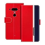 UOGNADGD Lederhülle Kompatibel mit HTC Exodus 1 Klappbares Portemonnaie-Hülle mit Magnetverschluss Ständer & Kartenfächern stoßfestem Schutz (Rot)