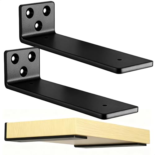 2 Pezzi Supporti per Scaffali, Staffe per Mensole Pesanti, Supporto Mensola, Staffe per Carichi Pesanti Muro per la Casa, la Cucina e l'Ufficio, 30 Cm, Portata 70 Kg (Nero) 12 In