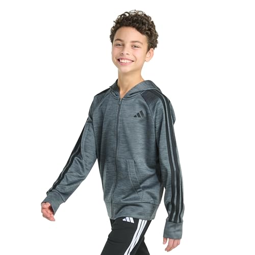 adidas Boys' Long Sleeve Full-Zip Training Essential 3-Stripe Jacket3