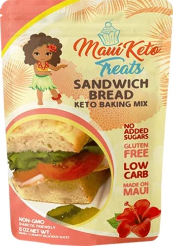Maui Keto Treats Sandwich Bread Mix-Low Carb, Low Calorie, 2g of Sugar, 18g of Protein and 3g of Fiber Per Slice – 8 OZ Loaf of Sandwich Bread Mix