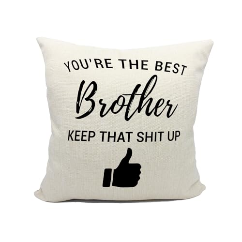 Mancheng-zi Fundas de almohada de 18 x 18 pulgadas, regalos divertidos para hermano, regalos de hermano de hermana, regalos de mejor hermano, funda de almohada para hermano, regalos de hermana