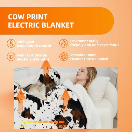 Save 38% on HESTIA Cow Print Wearable Heated Blanket with Auto Shut-Off