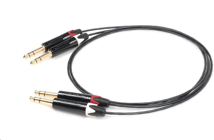 CANARE カナレ MS202 アナログオーディオ用 赤白ライン TRSステレオフォンケーブル 2本セット (0.75m)