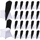 Mindsoft 20 Pcs Chair Cap Covers Spandex Chair Hood Sash Hat Bands Folding Stretch Elastic Cover for Wedding Holidays Banquet Party Celebration (Black)
