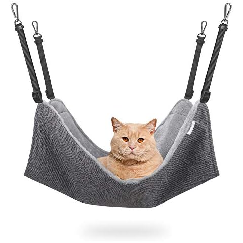 EONMIR Cat Hammock for Cage, Soft Pet Bed Fit Ferret, Kitten, Puppy, Small Dog, Adjustable-Strap/Load Capacity 30lb (Gray) Cover