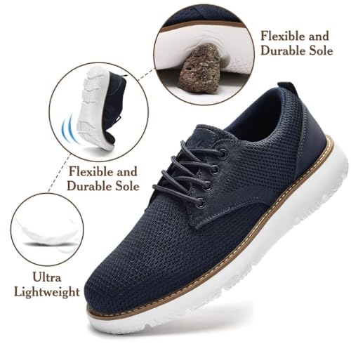 Image of Men's Breathable Mesh Comfortable Business Casual Shoes with Sneakers Design for Long Standing, Office Work, Formal Occasions & Walking Blue