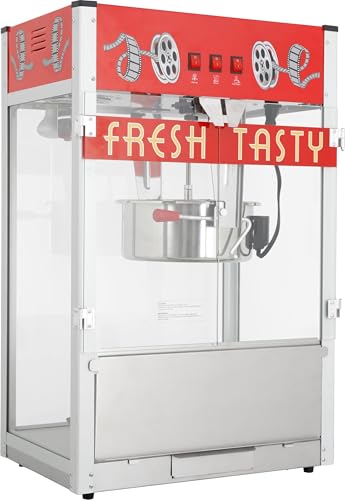 Image of Commercial Popcorn Machine With 32 OZ Kettle- Countertop Popcorn Machine for Theater Style, Stainless Steel, 3-Switch Control, for Business, School, Corporate,Institutional, Movie, Home use, Red