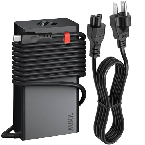 New Slim 100W USB C Charger for Lenovo Thinkpad/Yoga/Chromebook, MacBook, HP, ASUS, Acer, MSI, Dell Laptops and Computers - AC Adapter