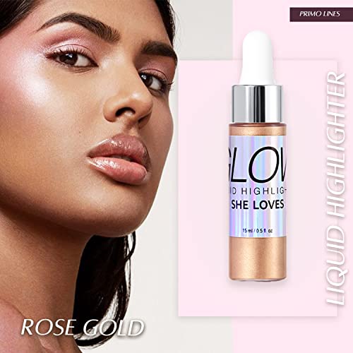 Liquid Highlighter (0.5 Fl.oz.) - Ultra Smooth Radiant Illuminator Glow Highlighters Makeup Long-Lasting And Hydrating Makeup Highlighter Easy Blend With Foundation And Makeup Highlighter (Rose Gold Liquid Highlighter) #TOP1