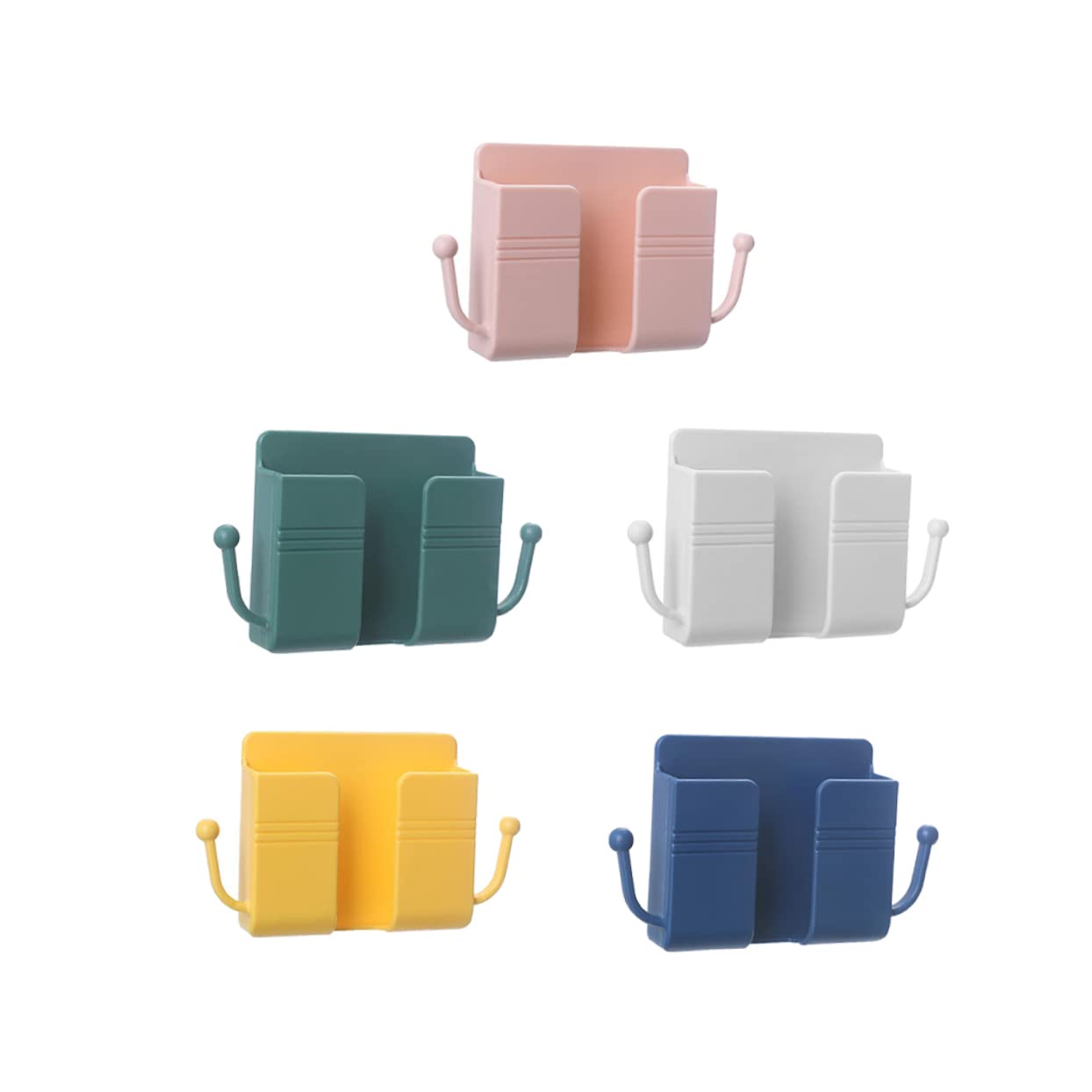 Soporte de pared para teléfono – 5 soportes para teléfono móvil y tableta con puerto de carga, soportes ajustables para teléfono para decoración del hogar y montaje en TV