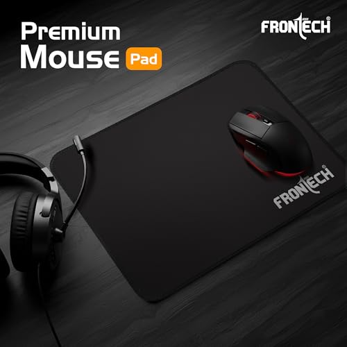 Image of FRONTECH Premium Computer Mouse Pad - 260mm x 210mm x 3mm | Anti-Slip Rubber Base | Water-Resistant | Micro-Textured Surface with Stitched Edges (MSP-0061)