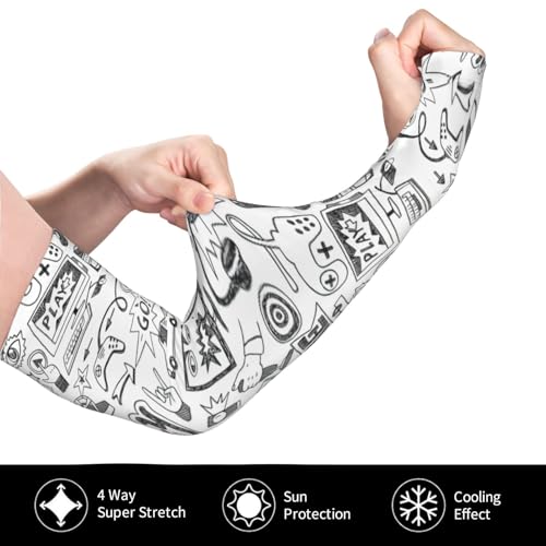 Video Game Boys Print Outdoor Sports Cycling Hiking Compression Tattoo Cover Sleeves 19 x 5 Inch3